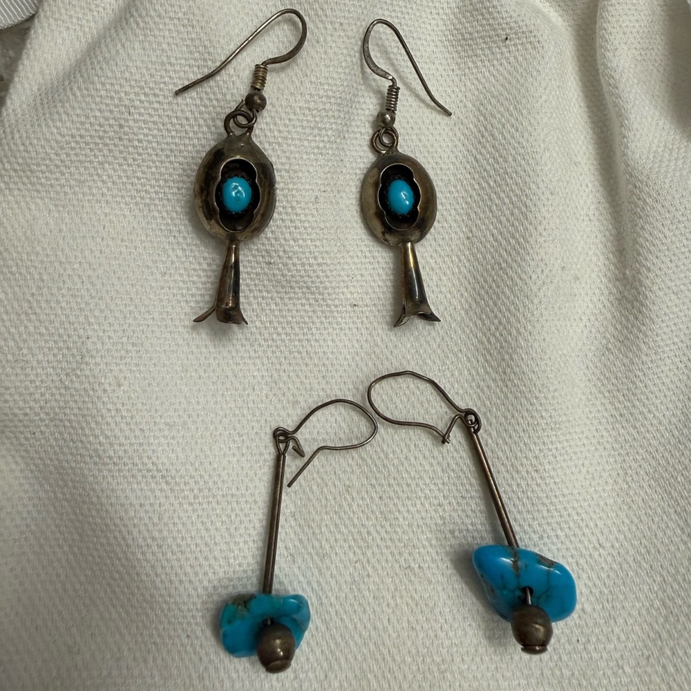 Vintage Turquoise and Sterling Silver Earrings Set